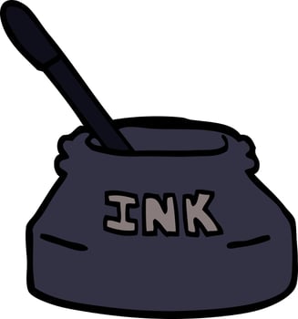 cartoon doodle ink pot vector