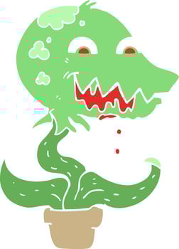 flat color illustration of a cartoon monster plant vector