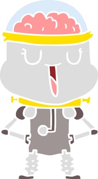 happy flat color style cartoon robot vector