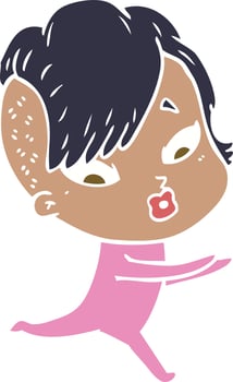 flat color style cartoon surprised girl vector