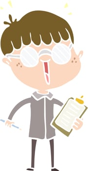flat color style cartoon boy wearing spectacles vector