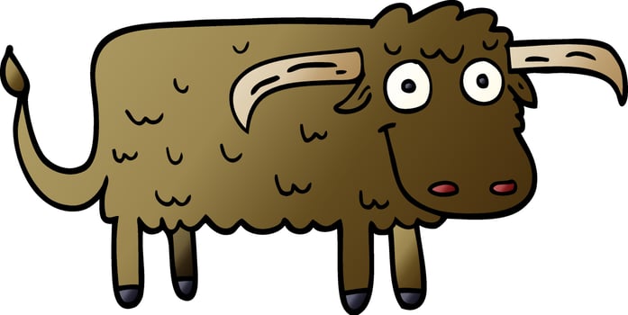 cartoon doodle hairy cow vector