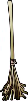 cartoon doodle magic broom sticks vector
