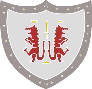 flat color style cartoon heraldic shield vector