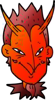 cartoon doodle devil face vector