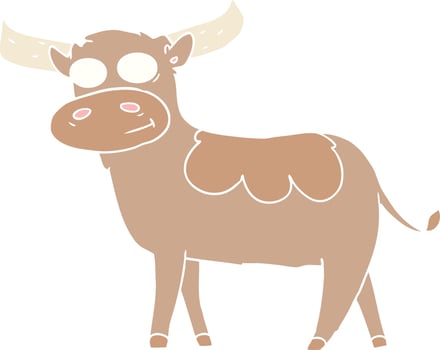 flat color style cartoon bull vector