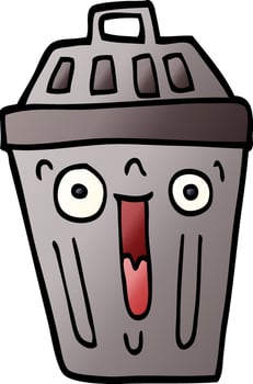 cartoon doodle waste bin vector