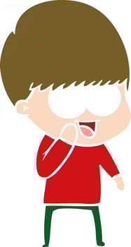 happy flat color style cartoon boy vector