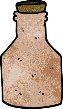 cartoon doodle old ceramic bottle with cork vector