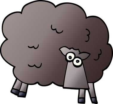 cartoon doodle black sheep vector