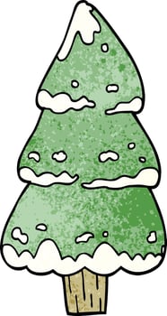cartoon doodle pine trees vector