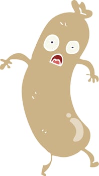 flat color style cartoon sausage vector