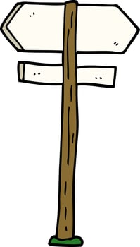 cartoon doodle painted direction sign posts vector