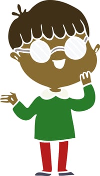 flat color style cartoon boy wearing spectacles vector