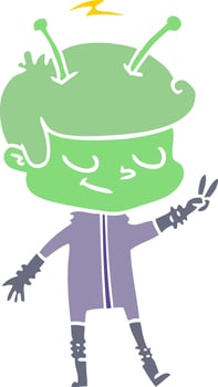 friendly flat color style cartoon spaceman vector