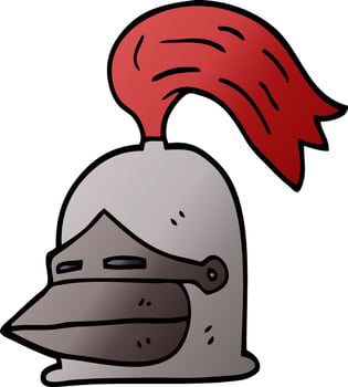 cartoon doodle knight helmet vector