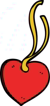 cartoon doodle heart tag vector
