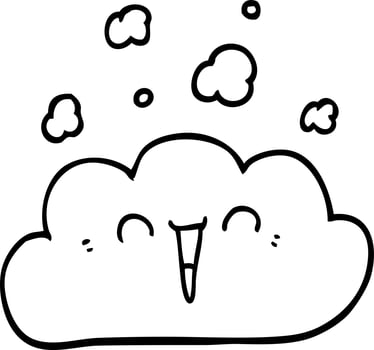 line drawing cartoon happy cloud vector