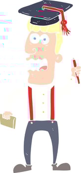 flat color illustration of a cartoon stressed student vector