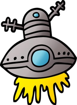 cartoon doodle alien spaceship vector