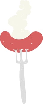 flat color illustration of a cartoon hot sausage vector