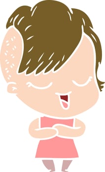 happy flat color style cartoon girl vector
