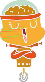 happy flat color style cartoon robot vector