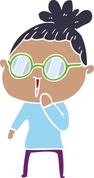 flat color style cartoon woman wearing spectacles vector