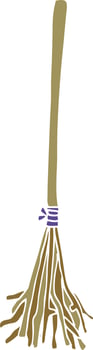 cartoon doodle magic broom vector