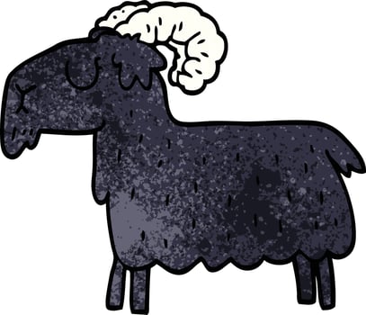 cartoon doodle black goat vector