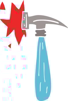 cartoon doodle hammer banging vector