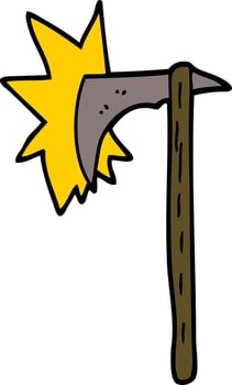 cartoon doodle viking axe vector