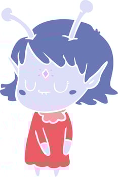 flat color style cartoon alien girl vector