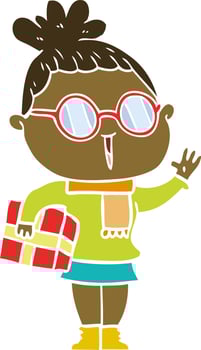 flat color style cartoon woman wearing spectacles vector