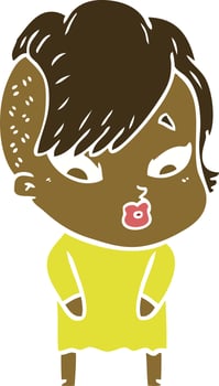 flat color style cartoon surprised girl vector
