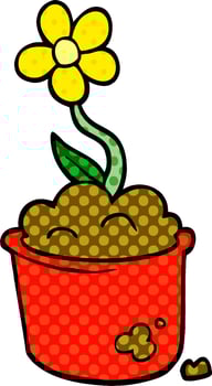 cartoon doodle flower pot vector