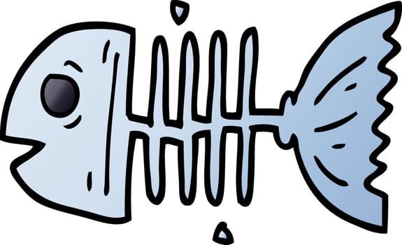 cartoon doodle fish bones vector