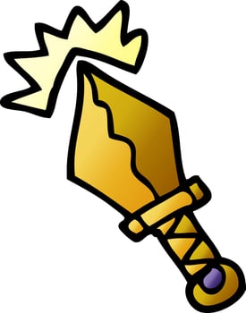 cartoon doodle small magical dagger vector