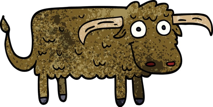 cartoon doodle hairy cow vector