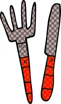 cartoon doodle knife and fork vector