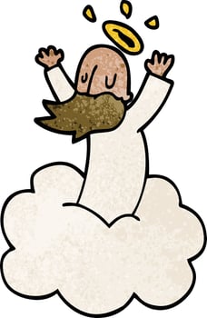 cartoon doodle god on cloud vector