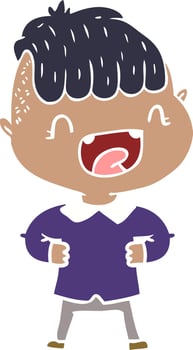 flat color style cartoon happy boy laughing vector