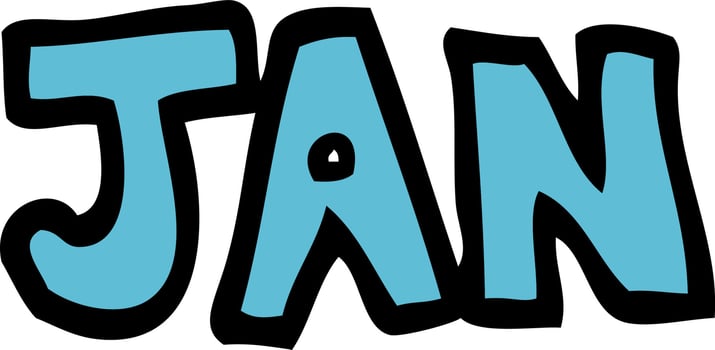 cartoon doodle month of january vector