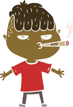 flat color style cartoon man smoking vector