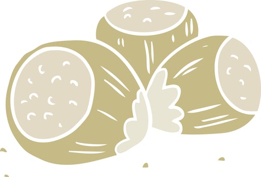 flat color style cartoon hazelnuts vector