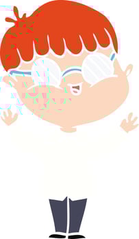 flat color style cartoon boy wearing spectacles vector