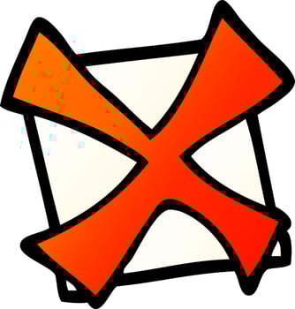 cartoon doodle cross mark vector