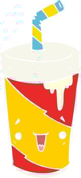 flat color style cartoon soda cup vector