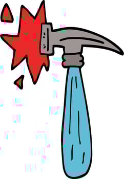 cartoon doodle hammer banging vector