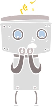 nervous flat color style cartoon robot vector